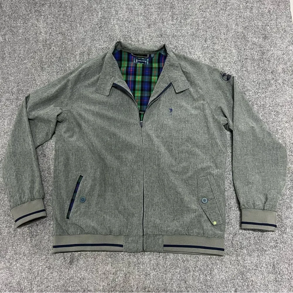 William Murray Golf Pebble Beach Golf Links Jacket XL Gray Full Zip Tartan Lined